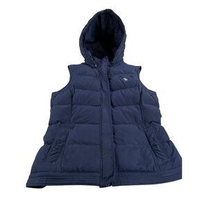 Abercrombie & Fitch Puffer Vest Hood Womens Large Navy Blue